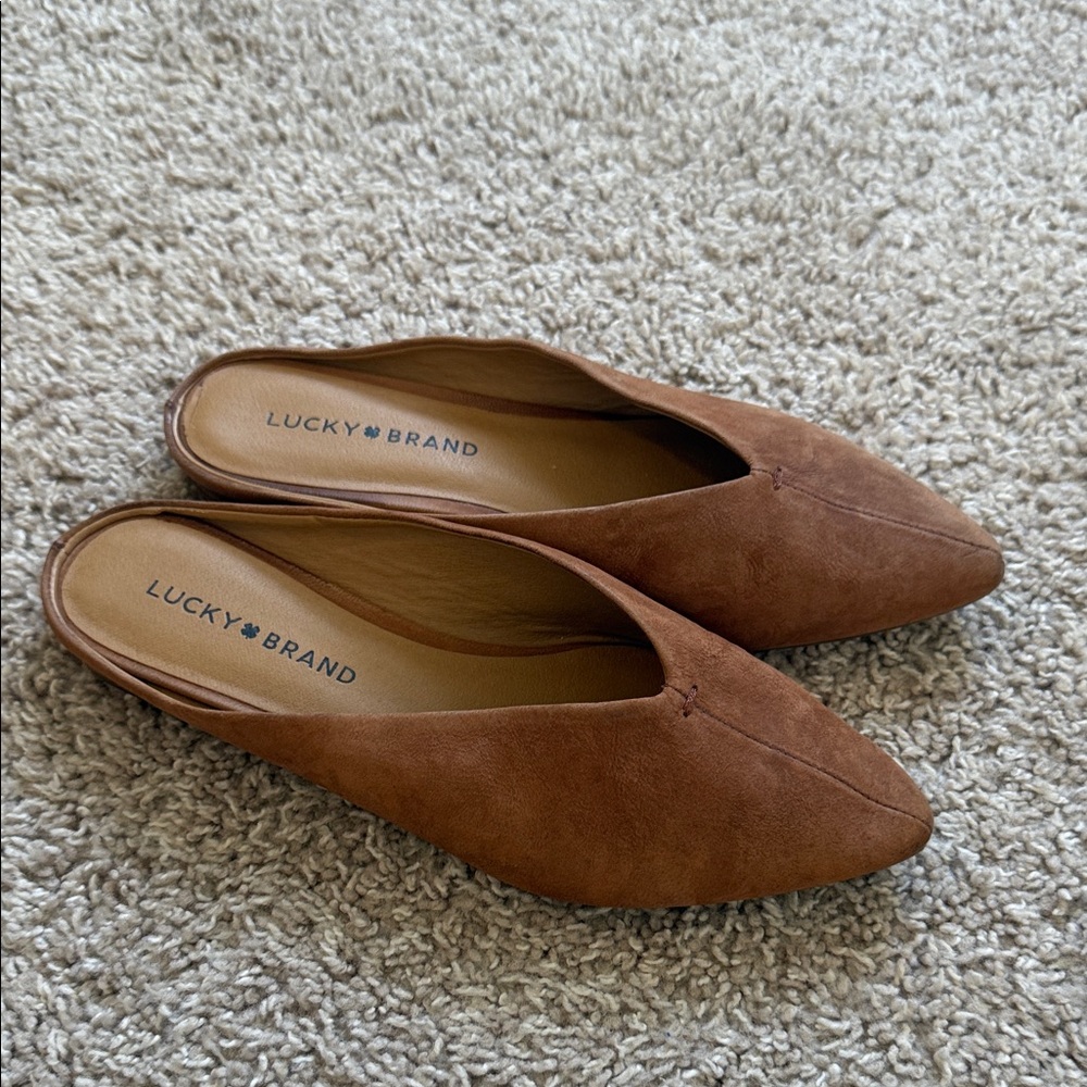 Lucky Brand Women's Tan Suede Mules